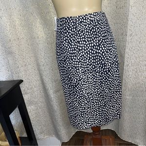 J. Crew Womens Career Business Skirt Pencil Skirt, Navy with doots, NWT, Size 6